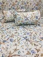 Draps de lit 100% coton sur mesure de différentes tailles dans des motifs floraux dans des couleurs pastel et vives avec des housses d'oreiller.