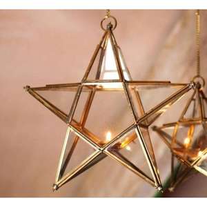 เชิงเทียนทองเหลืองดีไซน์โบราณ คุณภาพพรีเมียม รูปทรงดาว ผลิตด้วยมือ เป็นมิตรกับสิ่งแวดล้อม ขัดเงาสีทอง สำหรับงานแต่งงาน - Product Image 1