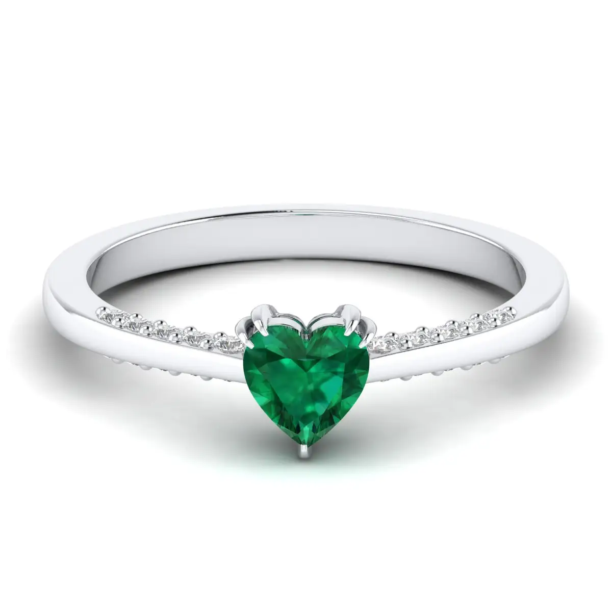 Sierlijke Groene Harmonie 925 Sterling Zilveren Ringen Met Natuurlijke Smaragdgroene Edelsteen & Briljante Vvs Moissanite Fijne Solitaire Ringen