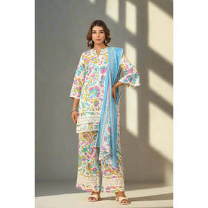 Ensemble Kurta Palazzo Dupatta pour femmes - Rooh Rangrez Bloom Blue, vêtements ethniques - Product Image 1