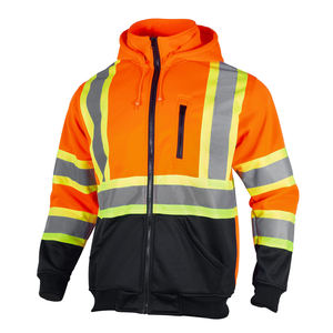 Class 3 High Visibility Hoodie for <b>Men</b> Construction Work Safety Sweatshirt Hooded Pullover Hoodies for Man, 100% Cotton - Product Image 3