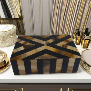 Joyero de madera de lujo con elegantes Organizadores de diseño de cuerno y hueso para almacenamiento - Product Image 6