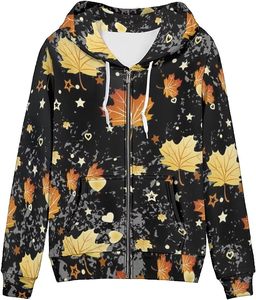 Vente en gros de nouveauté sweat à capuche zippé athlétique coupe ajustée sweat à manches longues pour femmes personnalisation de sweat à capuche design feuille d'érable - Product Image 2