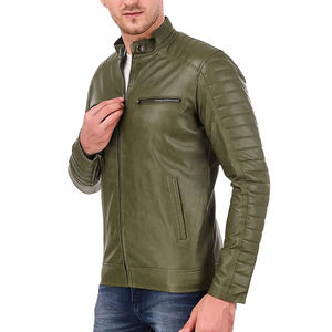 Veste en cuir véritable pour homme, design entièrement personnalisé, collection automne, col rabattu, devant, vente en gros, haute qualité - Product Image 2