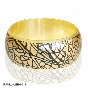 Handmade Brass Bangle <b>Bracelet</b> with Etched Leaf Branch Pattern Gold Toned Nature <b>Inspired</b> Jewelry Wide Statement Cuff for Women - Product Image 3