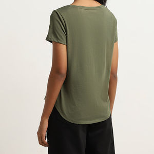 Camiseta de Manga Corta para Mujer, Cuello Redondo, de Poliéster/Algodón, Transpirable, Antiarrugas, de Secado Rápido, con Logotipo Impreso, OEM, Alta Calidad - Product Image 3