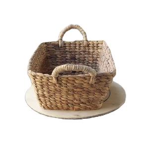 Paniers de rangement fabriqués à la main en jacinthe d'eau pratique multi-taille carré rectangulaire poignée torsadée boîtes de rangement bacs Vietnam - Product Image 6