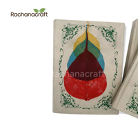 Carnet Lokta fait main-Design de feuilles colorées (moyen)