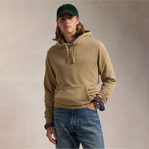Sweat à capuche décontracté beige pour hommes en coton mélangé doux pull-over avec cordon de serrage et poches pour tous les jours au printemps Logo personnalisé - Product Image 2