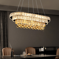 Lampe de salle à manger en cristal pendentif de haute qualité simple personnalité créative moderne salle à manger pendentif bar lustre en cristal rectangulaire