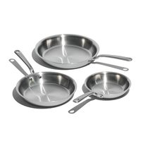 Juego de Utensilios de Cocina de 3 Piezas, Sartén de Acero Inoxidable de 5 Capas, Revestimiento de Acero Inoxidable, Apto para Inducción