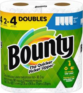 Essuie-tout jetables Bounty Select-A-Size 6 feuilles par rouleau de 90 rouleaux doubles blancs doux et absorbants à 3 plis pour un usage domestique - Product Image 3