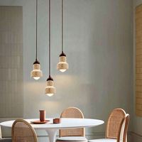 Lustre moderne en travertin pour chambre, cuisine, bar – Lampe décorative suspendue en pierre de grotte jaune – Service d'installation inclus