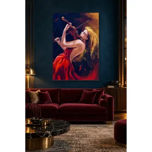 Fida, violoniste en robe rouge, impression sur toile - Product Image 4