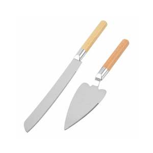 Ensemble de spatules à gâteau en métal avec manche en bois, couteau à dessert et pelle à tarte pour mariages et fêtes d'anniversaire - Product Image 1