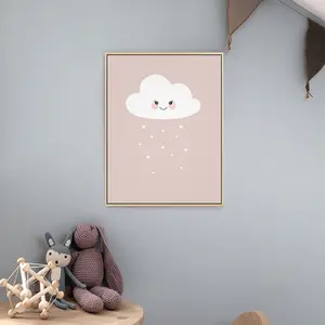 Olieverf Frame Roze Cloud Schilderen Met Frame Kwekerij Prints Baby Girl Room Decor Kwekerij Prints