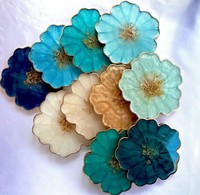 Magnifique ensemble de sous-verres en résine marbrée, design Art Déco, légers, couleur personnalisable, luxe, pour tables à manger, tables basses, décoration de fête, Inde