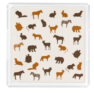 Plateau en acrylique élégant imprimé animal de forme carrée idéal pour les aliments décoratifs et les collations servant léger et fonctionnel - Product Image 1