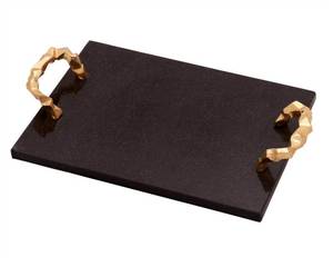 จานโลหะปรับแต่งเป็นมิตรกับสิ่งแวดล้อมถาดเสิร์ฟอาหารเกรดอลูมิเนียมหินอ่อนทำความสะอาดง่ายสำหรับงานปาร์ตี้ที่บ้านร้านอาหารโรงแรม - Product Image 3