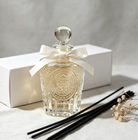 Bouteille en verre personnalisée de 50 ml, 100 ml, 150 ml, 200 ml, gaufrée, pour parfum et aromathérapie, vide, transparente, mini, réutilisable, diffuseur de senteurs