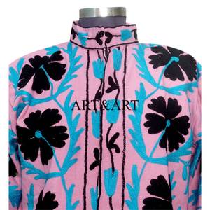 Kimono d'hiver matelassé pour femme, taille unique, tendance, en coton brodé Suzani, motif floral, écologique et respirant - Product Image 3