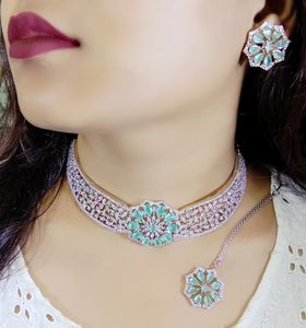 Ensemble de collier ras du cou en laiton fait à la main Multi perles pierres pour mariages fiançailles anniversaires fêtes grande idée cadeau - Product Image 2