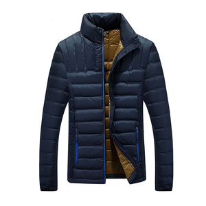 Men Winter Puffer Jacket Stand Front Warm Breathable Eco-Friendly Polyester Waterproof Hooded Full <b>Zip</b> Casual High Street - Product Image 1