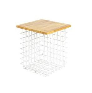 ชุดโต๊ะตะกร้าทำจากไม้ทรงกลม2ชิ้นชุดโต๊ะกาแฟที่ทันสมัยพร้อมฐานโลหะสีดำ - Product Image 6