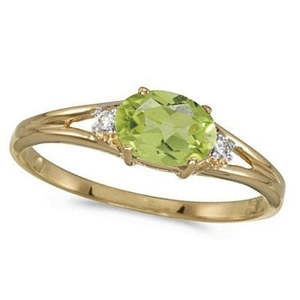 Anillo de Oro Amarillo de 14K para Mano Derecha con Peridoto Ovalado de 0.55ct y Patrón Geométrico de Diamantes, Chapado en Rodio, Certificado IGI, Joyería Fina - Product Image 1