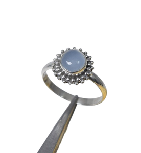 Anillo de Plata de Ley 925 sólido hecho a mano de Calcedonia azul con piedras preciosas naturales joyería de la mejor calidad estampada 925 regalos bodas - Product Image 1
