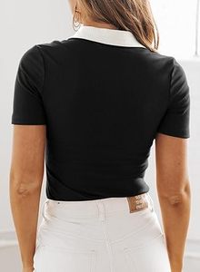 T-shirt à manches courtes pour femme, coupe ajustée, design personnalisé, tissu en polyester tricoté, respirant, de haute qualité - Product Image 4