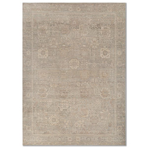 Tapis noués à la main en laine ivoire Aurora, motif médaillon rectangulaire en puzzle, pour entrée de maison, salon, espaces adolescents - AKWL-1558 (Cs-01) - Product Image 1