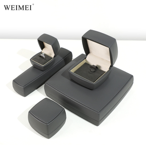 WEIMEI Luxury Grey Leather Ring <b>Jewelry</b> Packaging <b>Box</b> Wholesale Price Custom Logo for Earrings Bangle Ring <b>Box</b> - Product Image 3