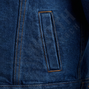 Veste en jean vintage à logo personnalisé en sergé, style Detroit Workwear, bleu, zippée, courte, pour homme - Product Image 5