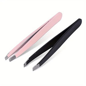 Stainless Steel Slanted Tip Durable Eyebrow Tweezers <b>Makeup</b> <b>Tool</b> for Home and Beauty Salon Use Precise Hair Removal and Shaping - Product Image 1