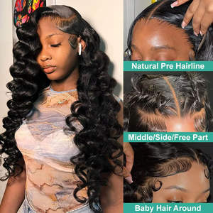 Brazilian Virgin Loose Deep Wave Lace Front Wigs with Baby Hair, 180% Density Pre Plucked 13x4 Swiss Lace for Black Women - Product Image 6