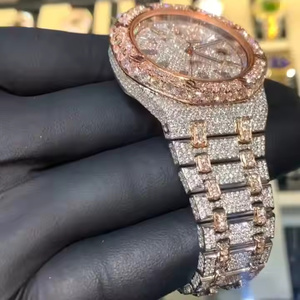 นาฬิกาเพชรสีขาวฮิปฮอปสีทองสำหรับผู้ชายผู้หญิงหรูหราคุณภาพสูง VVS เพชรห้องแล็บสุดเท่แฟชั่นเรียบง่าย - Product Image 2