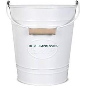 White Powder Coated <b>Metal</b> <b>Waste</b> Storage <b>Bin</b> With <b>Metal</b> and Wood Handle Trending Designer Round Indoor <b>Waste</b> Basket In India - Product Image 1