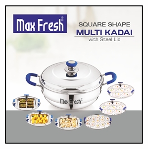 Maxfresh Fond de sandwich carré moderne multi-Kadai pour servir 2 assiettes à la fois Design métallique durable - Product Image 4