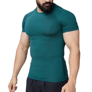 Camiseta de compresión de algodón 100% de alto gramaje, diseño personalizado, lisa, cuello redondo, corte regular, ecológica, transpirable, al por mayor - Product Image 5