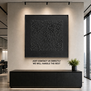 Black Abstract Hand Painted Textured Oil <b>Painting</b> Luxury 3D Relief Wall Art Custom Artwork for Hotel Office Commercial Space - Product Image 1