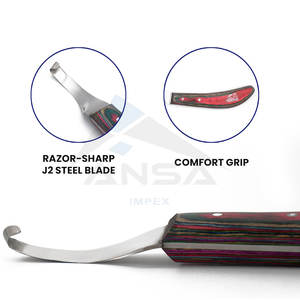 Couteau à sabot droitier professionnel maréchal-ferrant lame tranchante en acier inoxydable et poignée ergonomique - Product Image 3