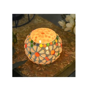 ที่ใส่เทียนแก้วหลากสีสำหรับตกแต่งในร่มงานแต่งงานงานโมเสกโรแมนติกย้อนยุคโลโก้ที่กำหนดเอง - Product Image 6