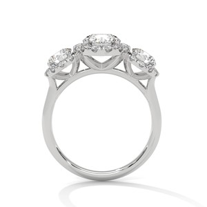 Bague Halo à 3 Pierres en Argent Sterling 925 avec CZ Rond Brillant de 1,0 ct, Bague de Fiançailles Élégante, Bague de Promesse de Mariage pour Femme, Cadeau - Product Image 5