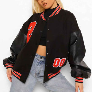 COLOR BLOCK PARCHE DETALLE Venta al por mayor VARSITY BOMBER Mujeres Chaquetas acolchadas de invierno para damas Ropa Chaquetas de Chicago - Product Image 2