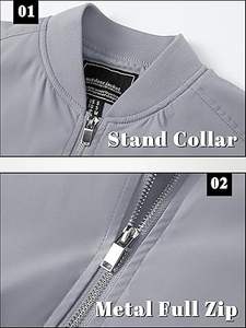 Custom Men's Lightweight Waterproof Stand Collar Bomber Jacket with Sheep <b>Fur</b> <b>Trim</b> Plus Size OEM Option for Spring/Fall/Winter - Product Image 5