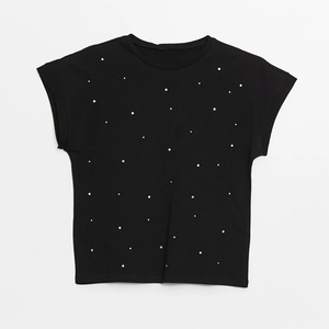 T-shirt en strass pour femme de haute qualité, coupe ample, confortable, écologique, prix abordable - Product Image 3