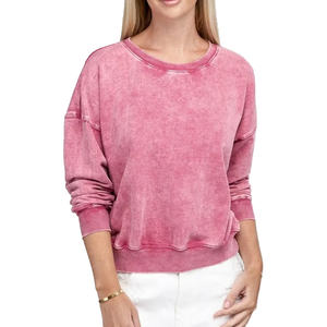 Sudaderas de Cuello Ancho con Hombros Caídos, Lavadas al Ácido, Desteñidas por el Sol, de Alta Calidad para Mujer, Invierno y Otoño, 100% Algodón - Product Image 1