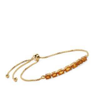 Pulsera Deslizante de Citrino Diamantina, Chapada en Oro, Plata de Ley, 1.40 Quilates, Pulsera con Dije Fino - Product Image 1