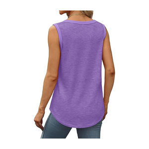 Women's High Quality Lightweight Woven Tank Top for Summer Top Trending Outdoor Wear with Button & <b>Ribbon</b> <b>Decorations</b> - Product Image 2